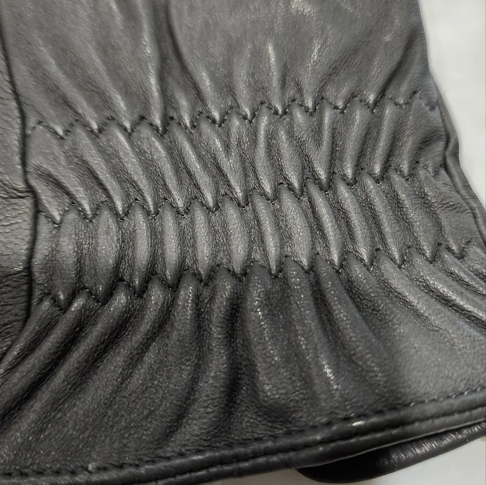 DSANE Women's leather/wool gloves in Dark grey Size XXL